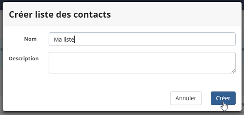 Créer une liste de contacts